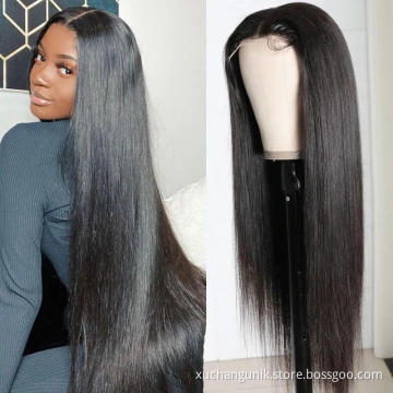 100% Brazilian Dark Human Hair HD 360 Lace Front Wigs Straight Wig Style Frontal Lace Wig
